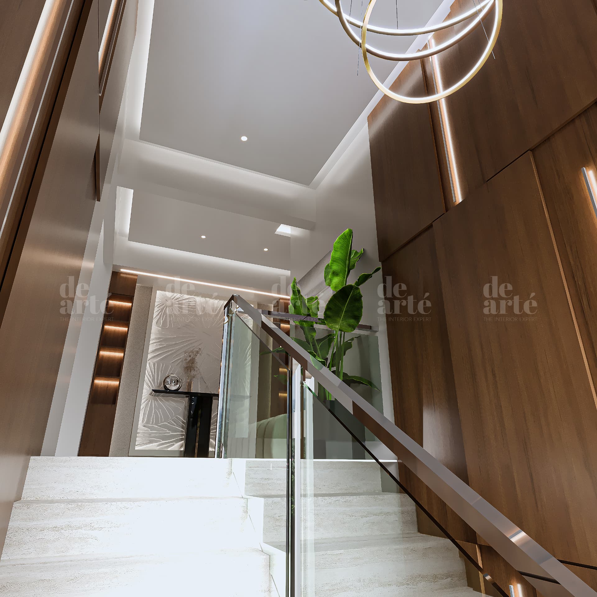 Binu project in Anayara — stair landing with glass balustrade