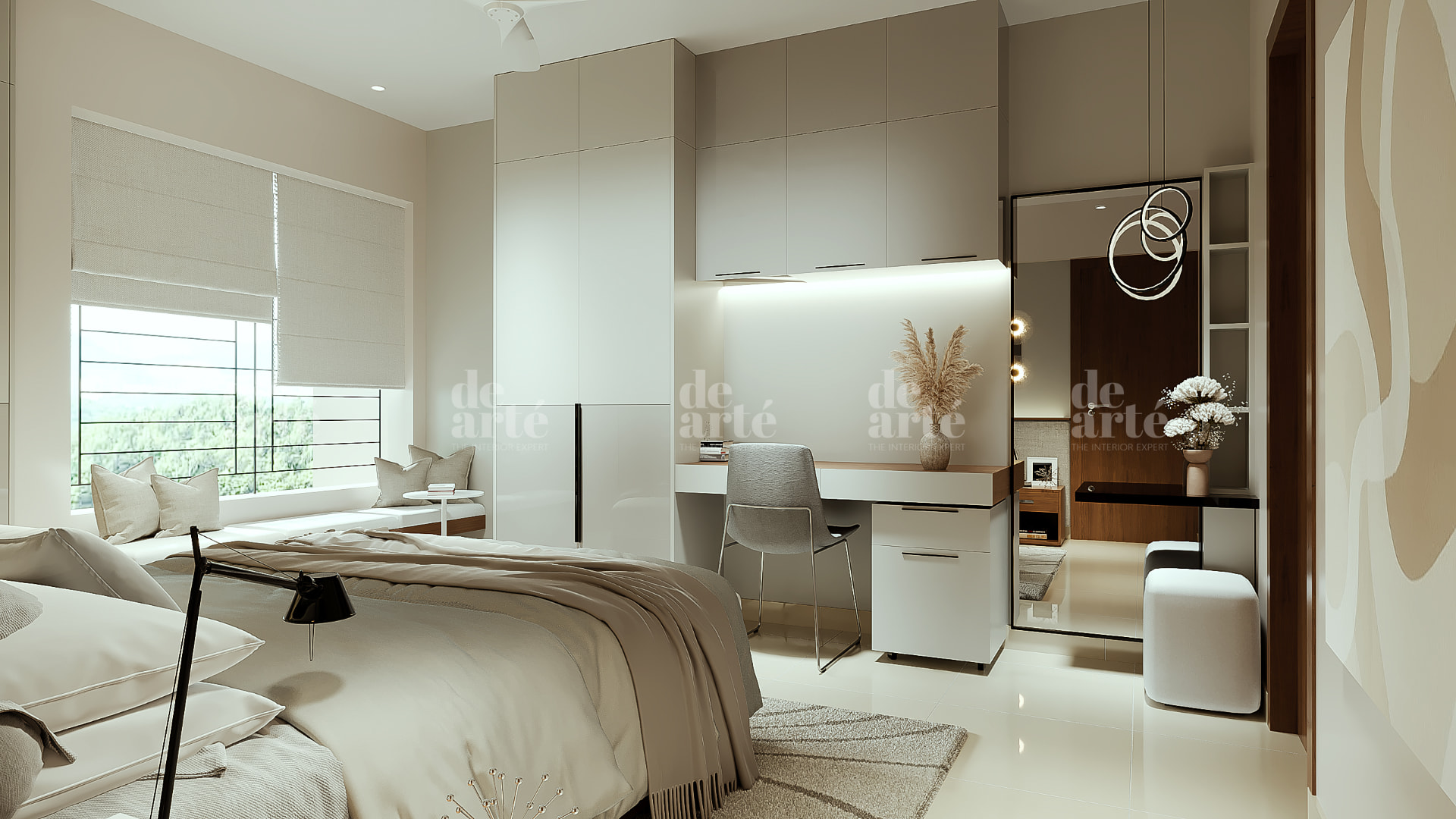 Mr. Aju Wilson project — bedroom with wardrobe and desk
