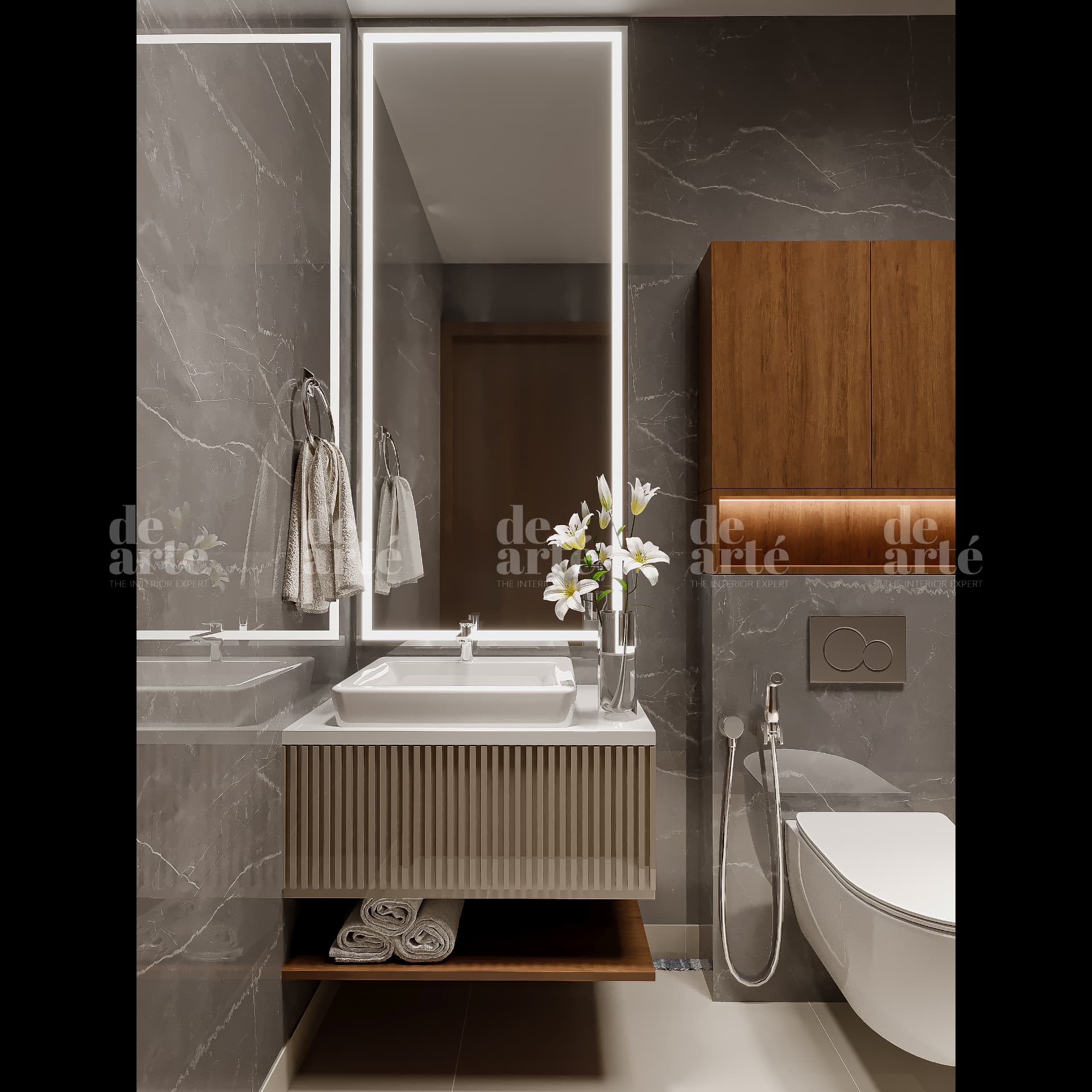 Dr. Aneesa, Anayara project — bathroom vanity and illuminated mirror
