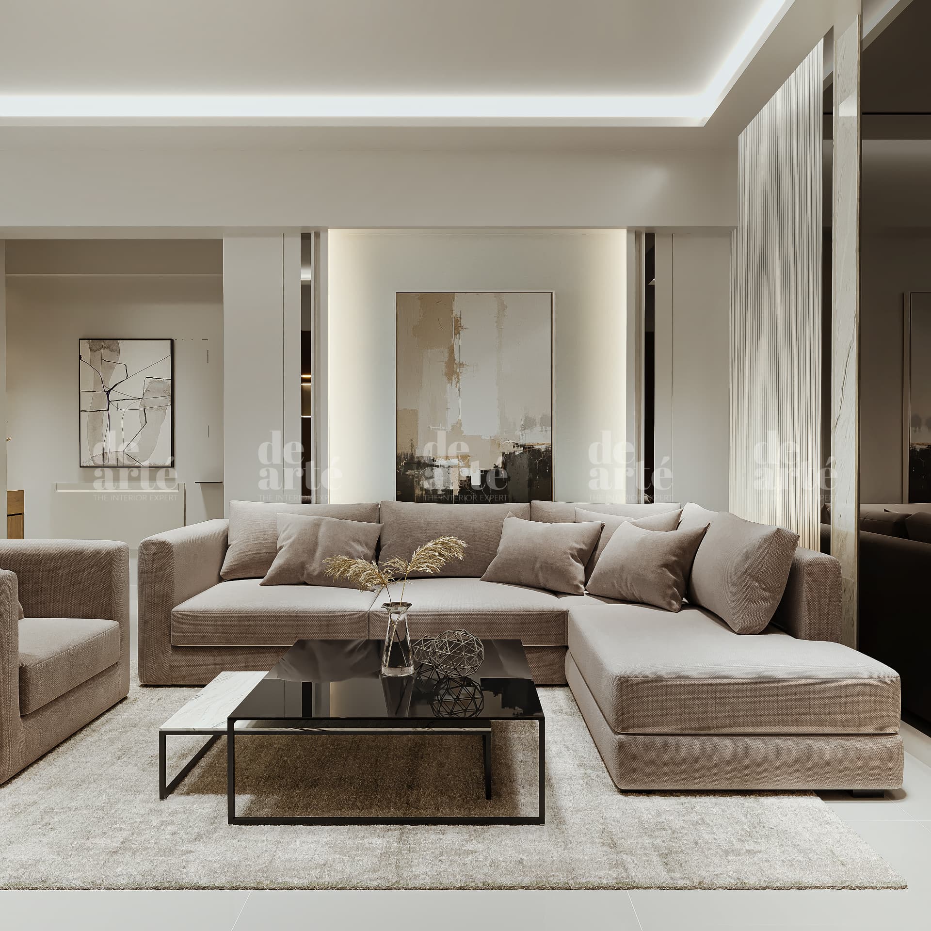 Ani Wilson project — living room seating and wall detailing